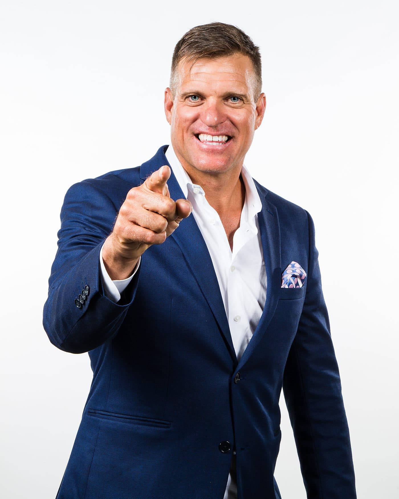 Dave VanHoose pointing at the camera: your stage, your audience